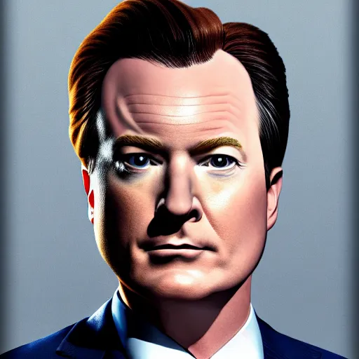 Image similar to photo portrait of the lovechild of conan o'brien, stephen colbert, jimmy kimmel, jimmy fallon, and seth meyers, realistic, hyperrealistic, 8 k resolution, hd quality, very detailed, highly detailed, intricate details, real life, real world, trending on artstation, digital art, really realistic, very realistic, headshot, head in frame, photograph, portrait