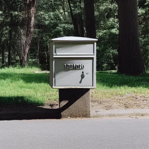 Image similar to a ((tiny)) car next to a mailbox