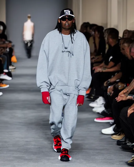 Prompt: hyperrealistic and heavy detailed 2321s POKEMON balenciaga runway show of lil wayne, Leica SL2 50mm, vivid color, high quality, high textured