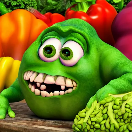 Prompt: vegetable monster , pixar style , disney , 4k , HD , focus