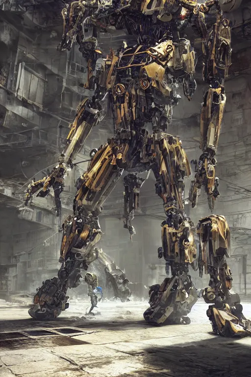 Image similar to a futurecore boxing humanoid mecha in ruin city, bright, by real steel ( 2 0 1 1 ), eve venture, raymond swanland, cryengine, post apocalyptic, mechanical structure, unreal engine 5, camouflage scheme, sharp focus, 8 k realistic, hyper detailed, bright, ray tracing, realistic shaded, smooth face