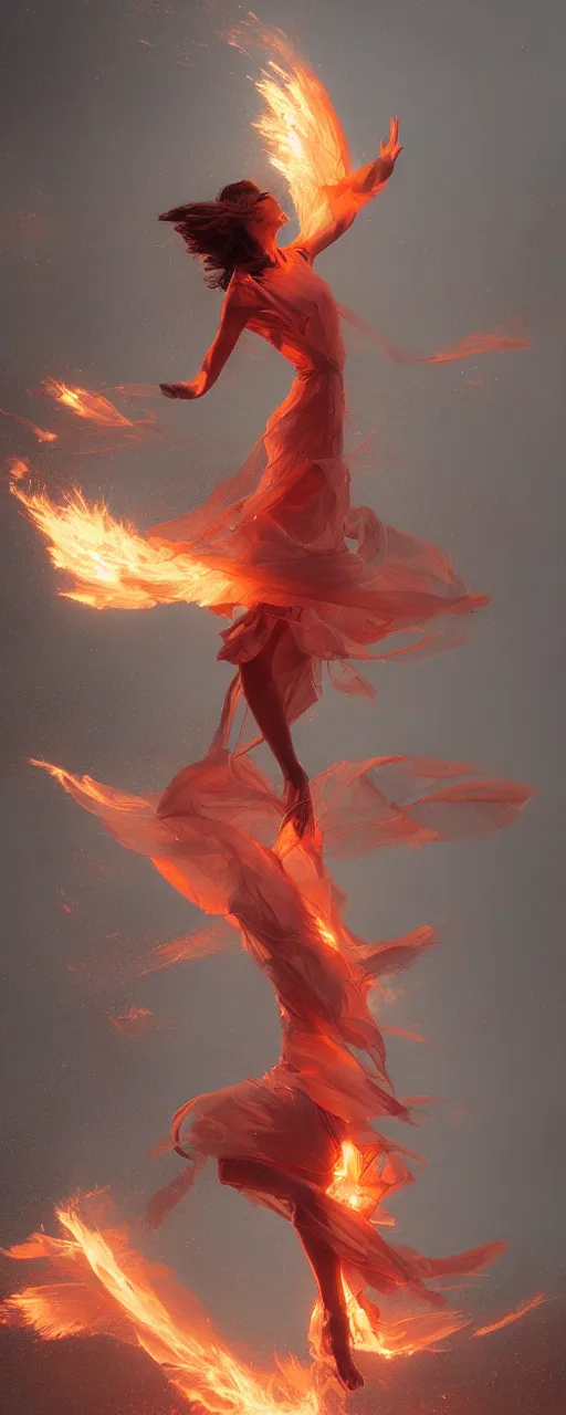 Image similar to fire dancer in the wind by artgem and greg rutkowski, light cone, reimagined by industrial light and magic