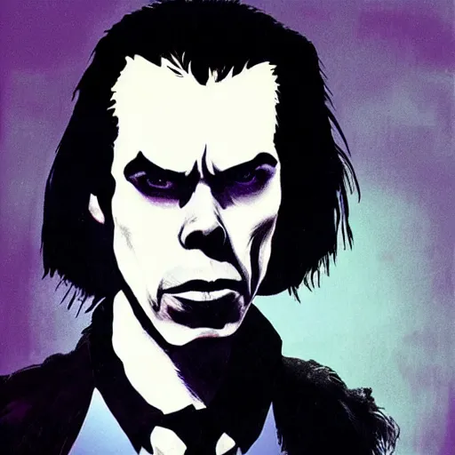 Image similar to nick cave in the style of frank miller