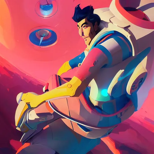 Image similar to hero world space dandy, behance hd by jesper ejsing, by rhads, makoto shinkai and lois van baarle, ilya kuvshinov, rossdraws global illumination