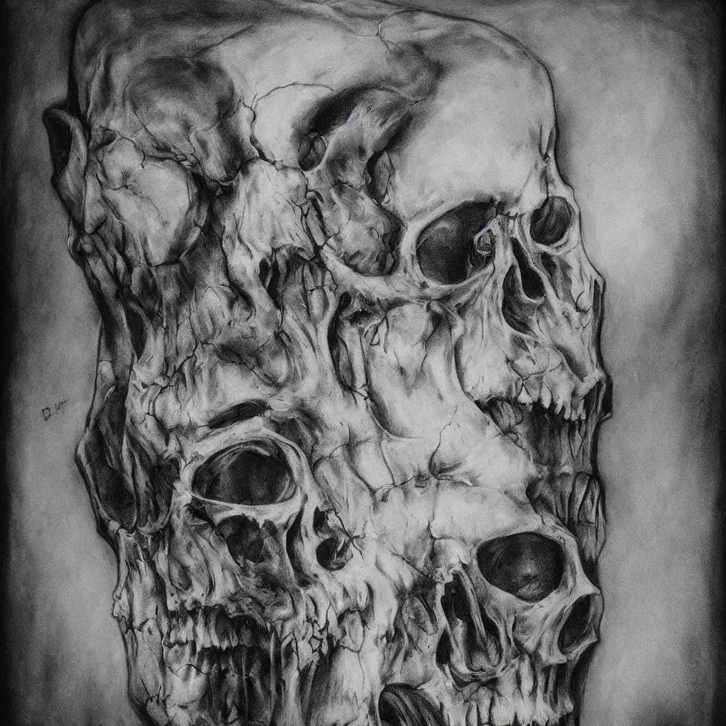 Image similar to charcoal macabre art