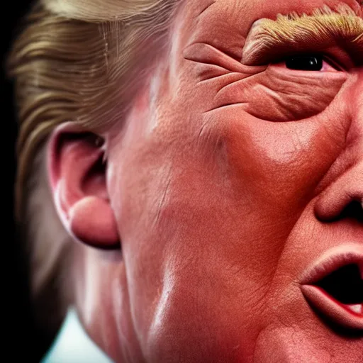 Image similar to close up of donald trump's face, 4 k, octane render