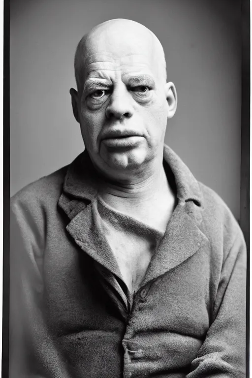 Image similar to studio portrait of man that looks excactly like homer simpson, lookalike, as if homer simpson came to life, soft light, black background, fine details, close - up, award winning photo by james van der zee