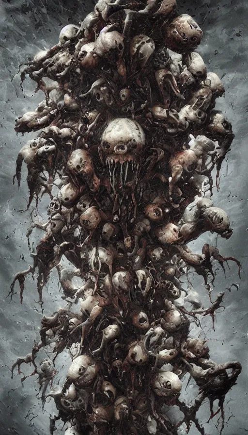 Image similar to a storm vortex made of many demonic eyes and teeth, by jeremy geddes