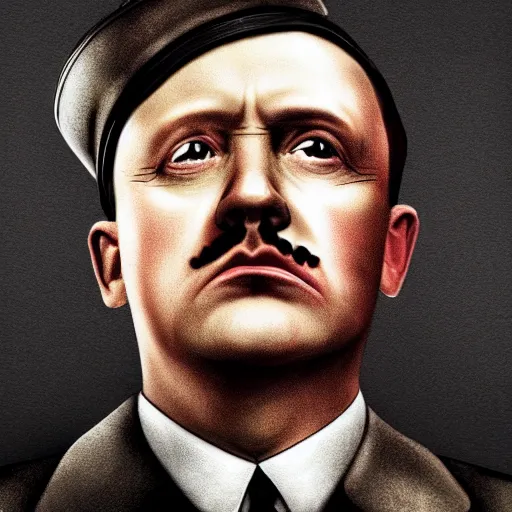 Image similar to hitler shot in head by seth rogen photorealistic