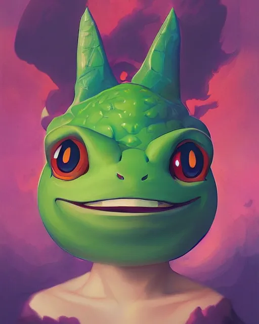 Prompt: Tom Bagshaw, Pokemon Bulbasaur portrait Pixar style by Tristan Eaton Artgerm