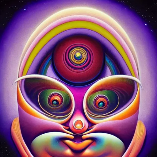 Prompt: psychedelic astronaut attaining enlightenment in the style of octavio ocampo naoto hattori, cg society, trending on artstation, award winning