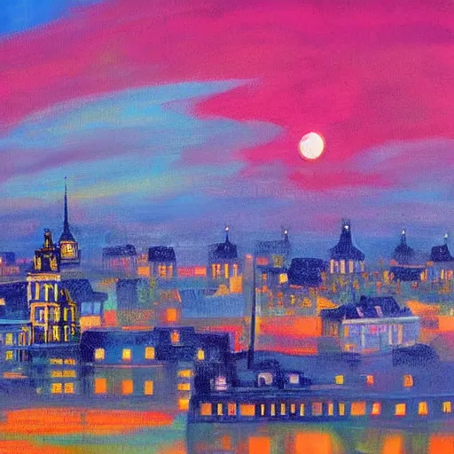 Image similar to Arnhem skyline. Beautiful artistic painting by Lurid. (2022)