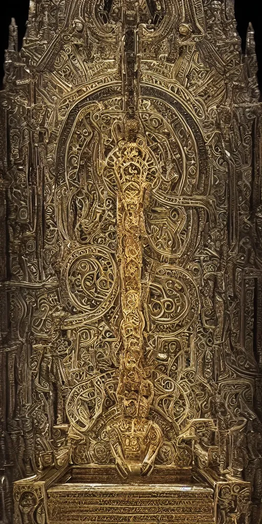 Image similar to symmetry!! the throne of an anunaki god, ancient astronauts, very detailed, ornate, intricate, perfect lighting, perfect composition, 4 k