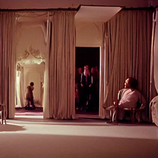 Image similar to The Backrooms, Stanley Kubrick cinematography