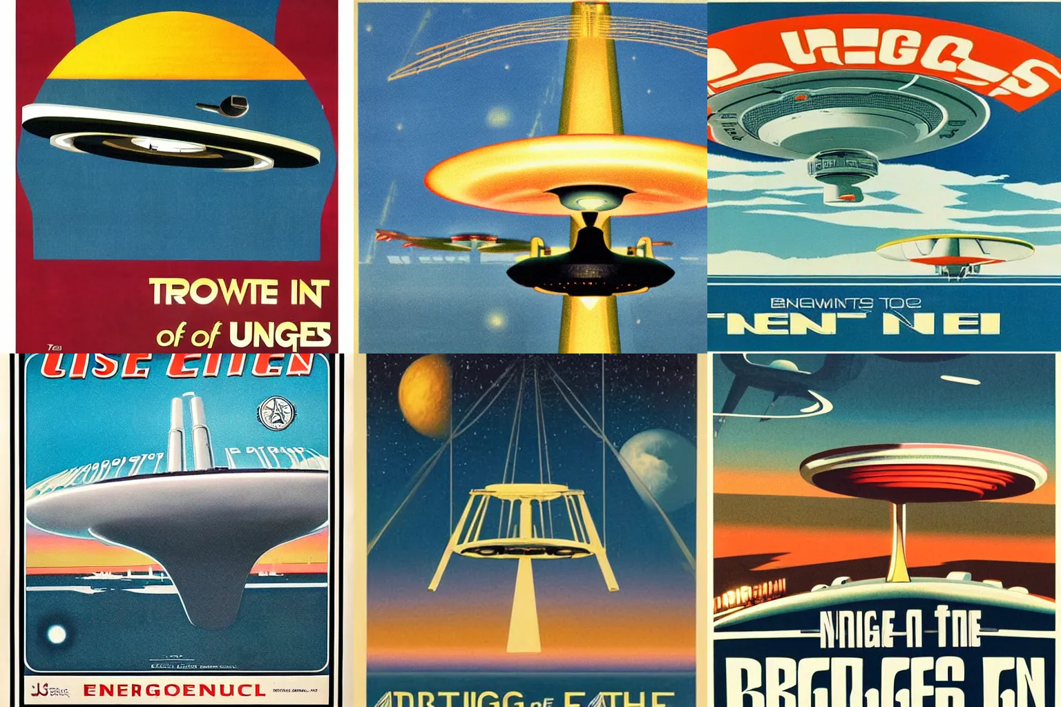 Prompt: 1970s nostalgia travel poster for the bridge of the USS Enterprise NCC 1701-D