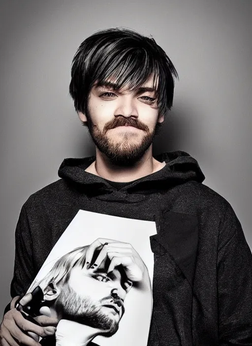 Prompt: pewdiepie is emo, instagram photo shoot, perfect faces