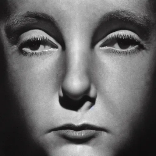 Image similar to high quality high detail portrait by philippe halsman, hd, intense unsettling look in the eyes, photorealistic lighting