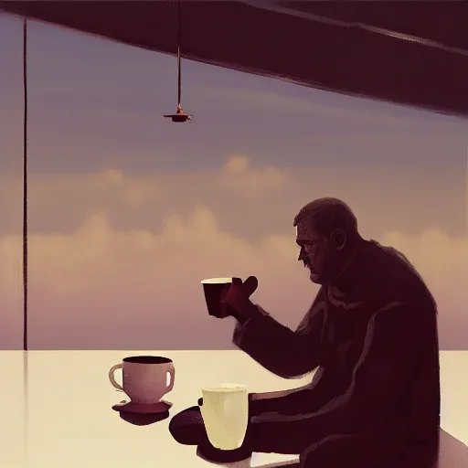 Image similar to a king drinking a cup of tea by alex andreev, trending on artstation, 8 k, highly detailed, digital painting,