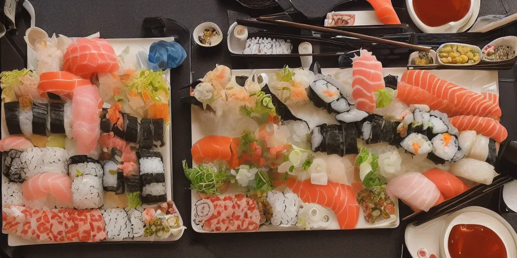 Image similar to a house made out of sushi, 4k, 35mm