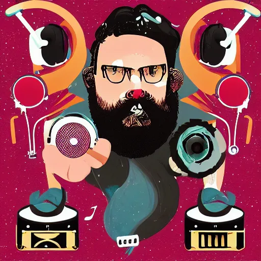 Image similar to beardthug, dj, music festival, hyperrealistic