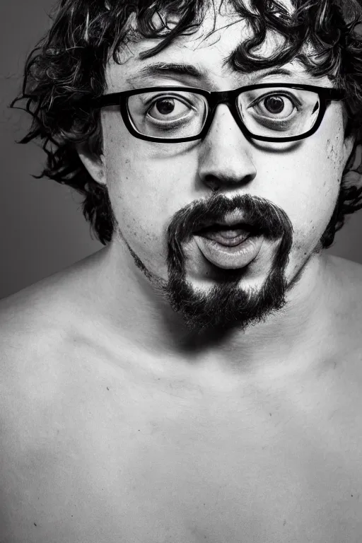 Image similar to portrait of Sam Hyde in the style of Studio Ghibli, warrior, close-up, sigma male, rule of thirds, award winning photo, highly detailed features,