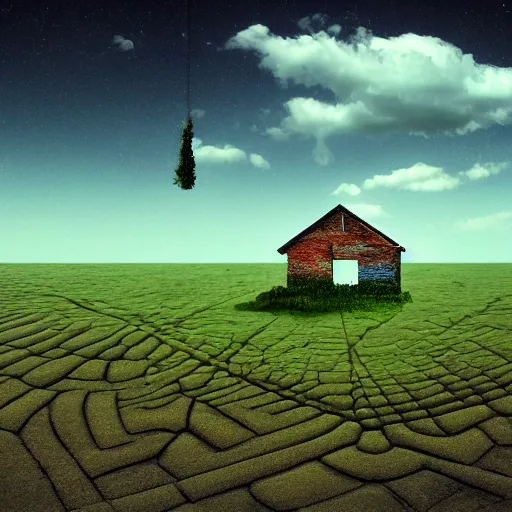 Prompt: a house in nowhere, surrealism