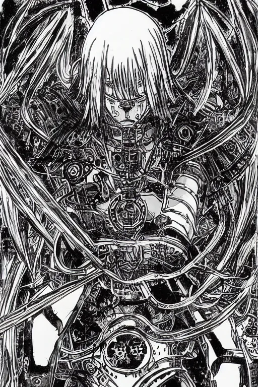 Image similar to orthodox icon, cyborg, ultra detailed, miura kentaro style, tsutomu nihei style,