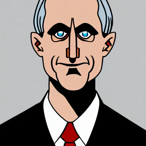 Image similar to solid glowing eyes, digital portrait of secretary of denis mcdonough face with solid glowing eyes, cover art of graphic novel, evil laugh, menacing, Machiavellian puppetmaster, villain, simple style, solid colors, clean lines, clean ink, trending on artstation