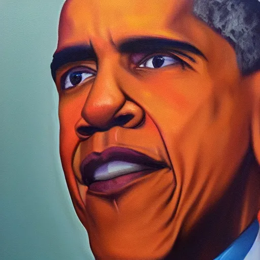 Image similar to zoomer obama, oil on canvas, trending on artstation