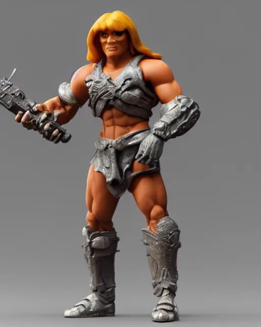 Image similar to closeup he-man action figure in castle grey skull, rim lighting, octane, Natasha Tan, Maciej Kuciara, Edgar Rice Burroughs,