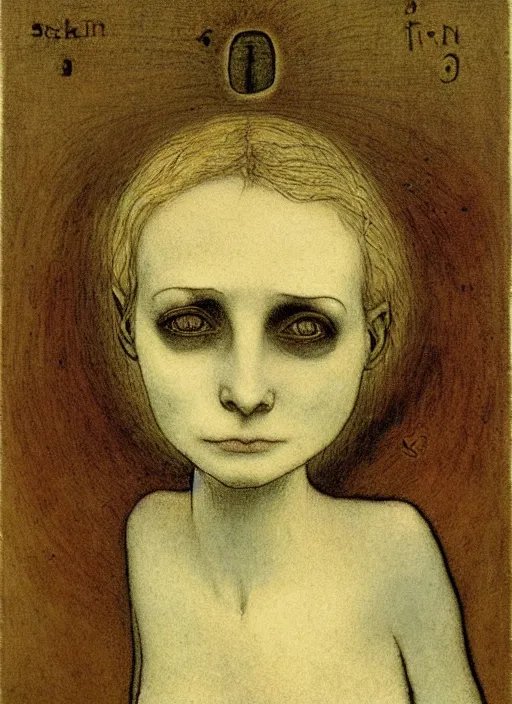 Prompt: a portrait of a pretty sewer punk young lady by alfred kubin