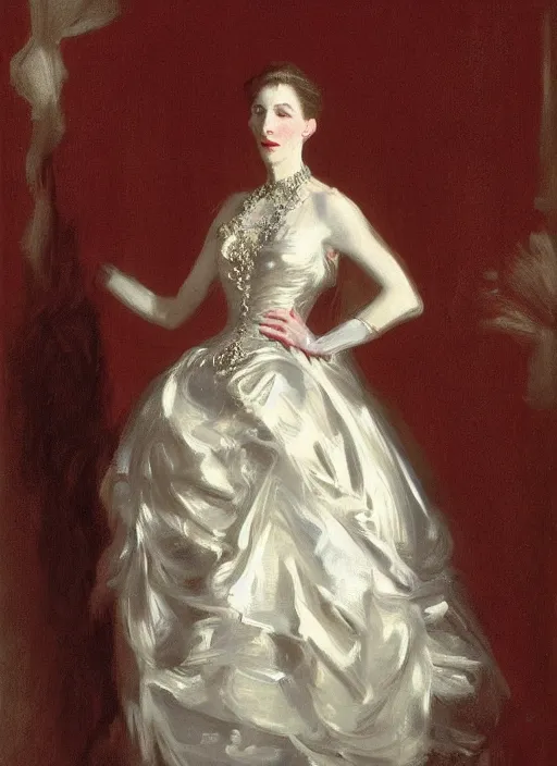 Prompt: portrait of cate blanchett in evening dress, by john singer sargent