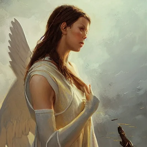 Prompt: biblically accurate angel, oil painting, by Greg Rutkowski