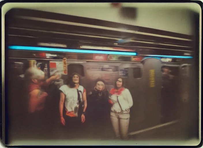 Image similar to cursed polaroid photo of toronto subway