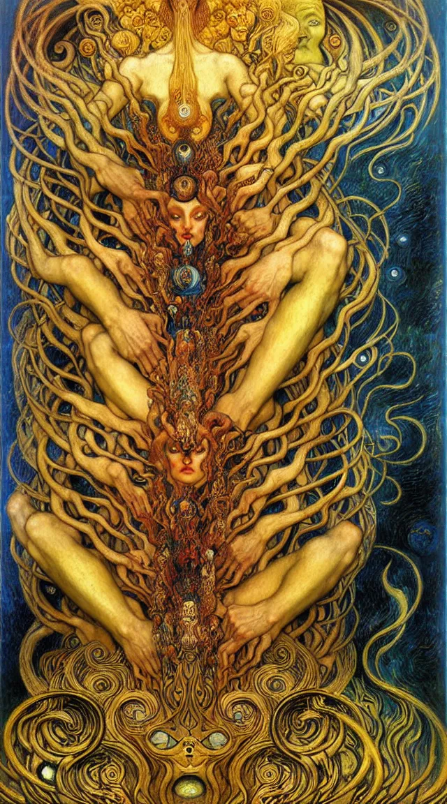 Image similar to Divine Chaos Engine by Karol Bak, Jean Delville, William Blake, Gustav Klimt, and Vincent Van Gogh, symbolist, visionary