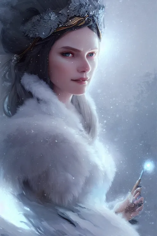 Prompt: goddess of the winter solstice, highly detailed, digital painting, artstation, concept art, smooth, sharp focus, elegant, illustration, unreal engine 5, 8 k, art by artgerm and greg rutkowski and edgar maxence