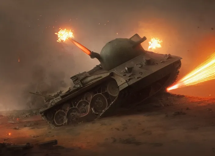 Image similar to A World War 1 Tank firing his gun to a building causing it to collapse and explode, Battlefield 1, extremely detailed digital painting, in the style of Fenghua Zhong and Ruan Jia and jeremy lipking and Peter Mohrbacher, mystical colors, rim light, beautiful Lighting, 8k, stunning scene, raytracing, octane, trending on artstation