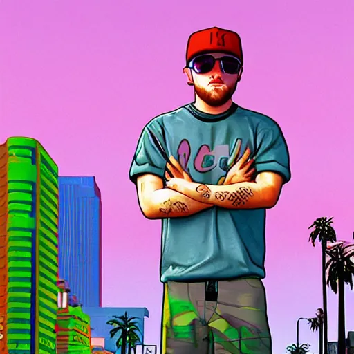 Prompt: mac miller, in gta vice city