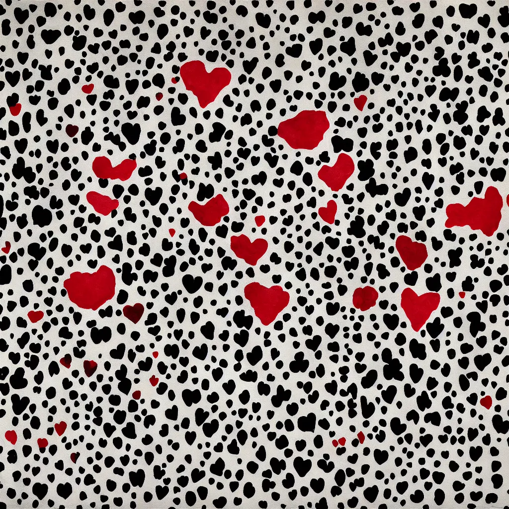 Image similar to camo made of teeth, smiling, abstract, rei kawakubo artwork, cryptic, dots, stipple, lines, splotch, color tearing, pitch bending, color splotches, hearts, dark, ominous, eerie, minimal, points, technical, old painting