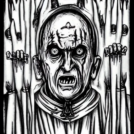 Prompt: horror version of the pope, scary, horror, evil