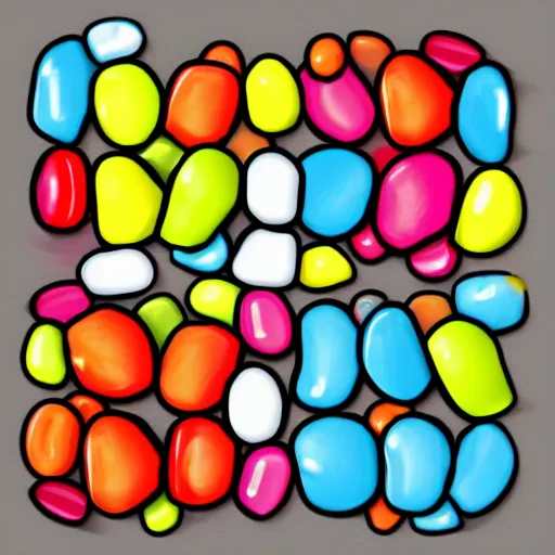 Image similar to happy marshmallow jelly beans cartoon art