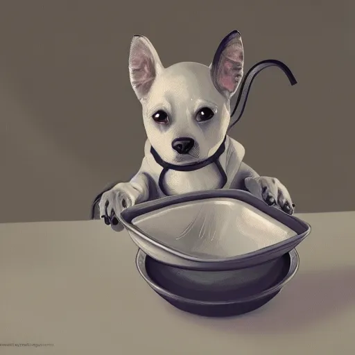 Prompt: a dog washing dishes, elegant, intricate, highly detailed, digital painting, artstation, concept art, sharp focus, illustration, 8 k