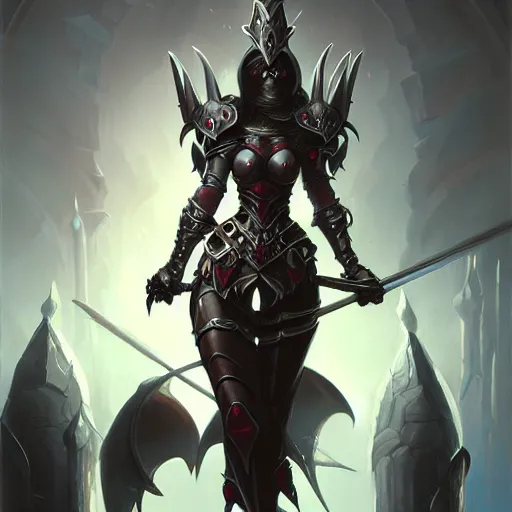 Image similar to dark fantasy mistress, lady - knight, high details, dark mood, tyler edlin, artstation
