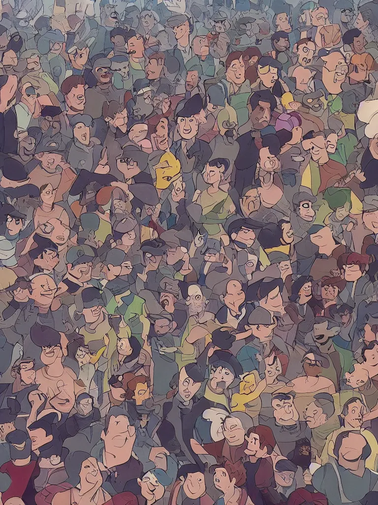Image similar to crowd by disney concept artists, blunt borders, rule of thirds
