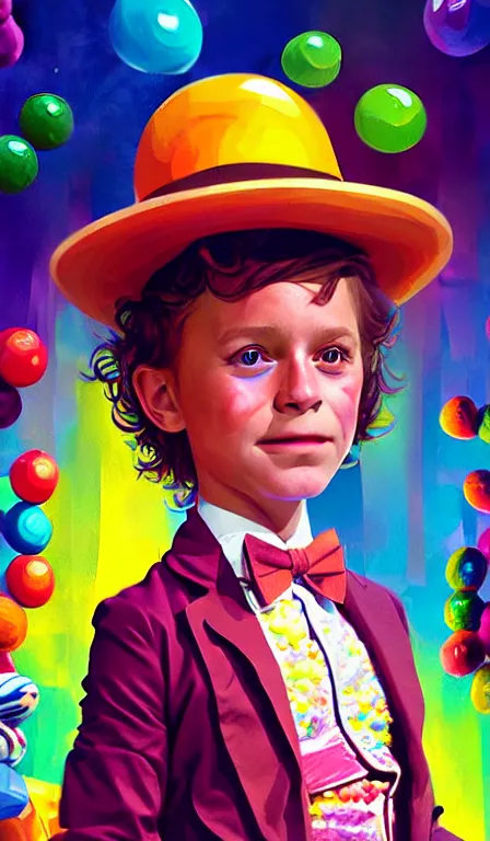 Image similar to illustration of a child in a world made of candy from willy wonka, portrait, sharp focus, digital art, concept art, dynamic lighting, by emylie boivin, anna dittmann, mark arian, marc davis, and sandra chevrier