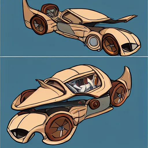 Image similar to deponia art style car concept