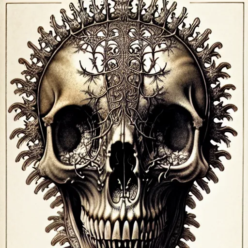 Image similar to art forms of nature by ernst haeckel, memento mori by arthur rackham, ornate antique porcelain beautiful skull mask, ultrasharp, photorealistic, hyperdetailed, octane render, polished, art nouveau, neo - gothic, gothic, intricate ornamental organic filigree, art nouveau botanicals, art forms of nature by ernst haeckel, horizontal symmetry, symbolist, visionary