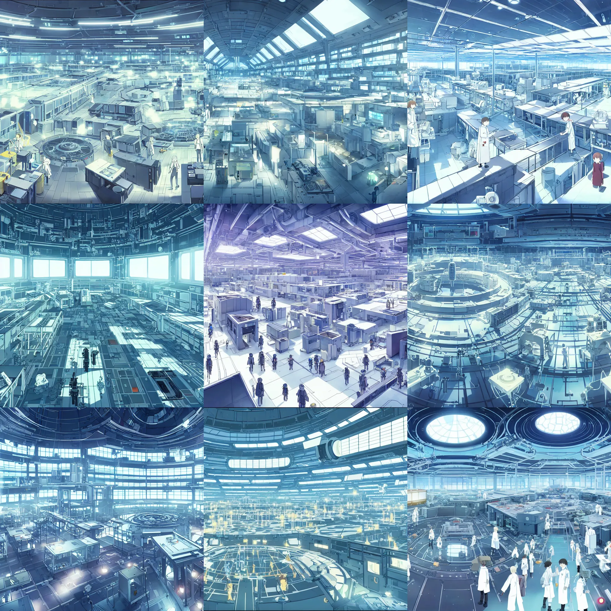 Prompt: detailed interior of giant scientific research facility labo, area 5, outer ring, floor b 1, anime key visual