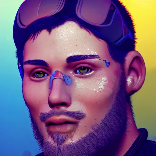 Prompt: cartoon portrait, realistic, highly detailed, neon, rendered in octane, unreal engine, rain, beautiful, trending on artstation, emotional
