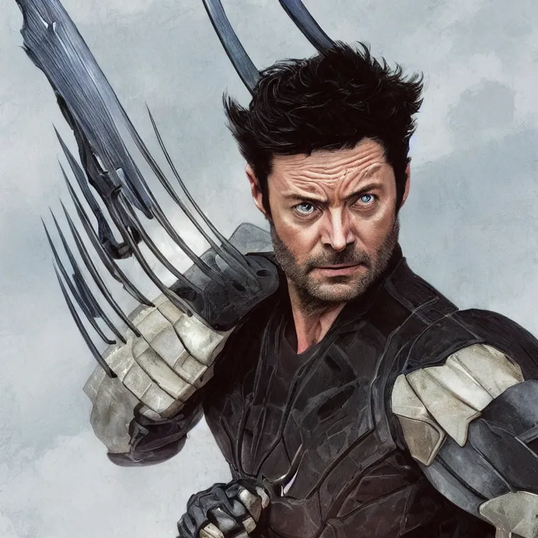 Image similar to Karl Urban as Wolverine, highly detailed, digital painting, artstation, concept art, smooth, sharp focus, illustration, ArtStation, art by artgerm and greg rutkowski and alphonse mucha and J. C. Leyendecker and Edmund Blair Leighton and Katsuhiro Otomo and Geof Darrow and Phil hale and Ashley wood and Ilya repin and Charlie Bowater